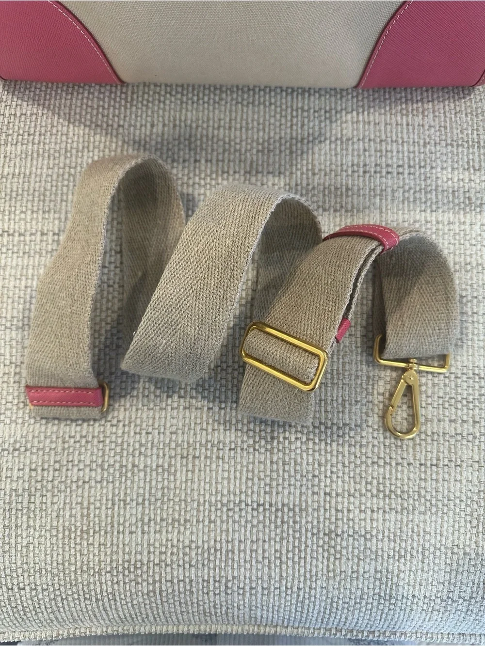 Prada Beige And Pink Canvas And Leather Tote - Picture 12 of 16